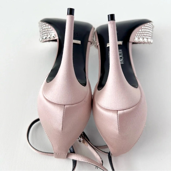 NEW GUCCI  Crystal Embellished GG Ankle Wrap Light Pink High Heel Sandals US 9.5 - Picture 11 of 13